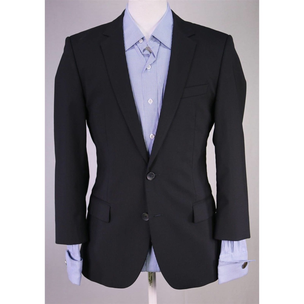 Hugo Boss Red Label Current Solid Black 2-Btn Slim Fit Wool Blazer 38S